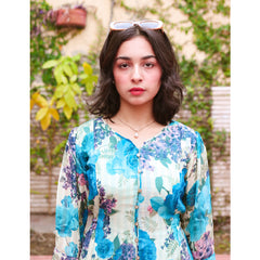 Azure–Floral Chiffon Dress