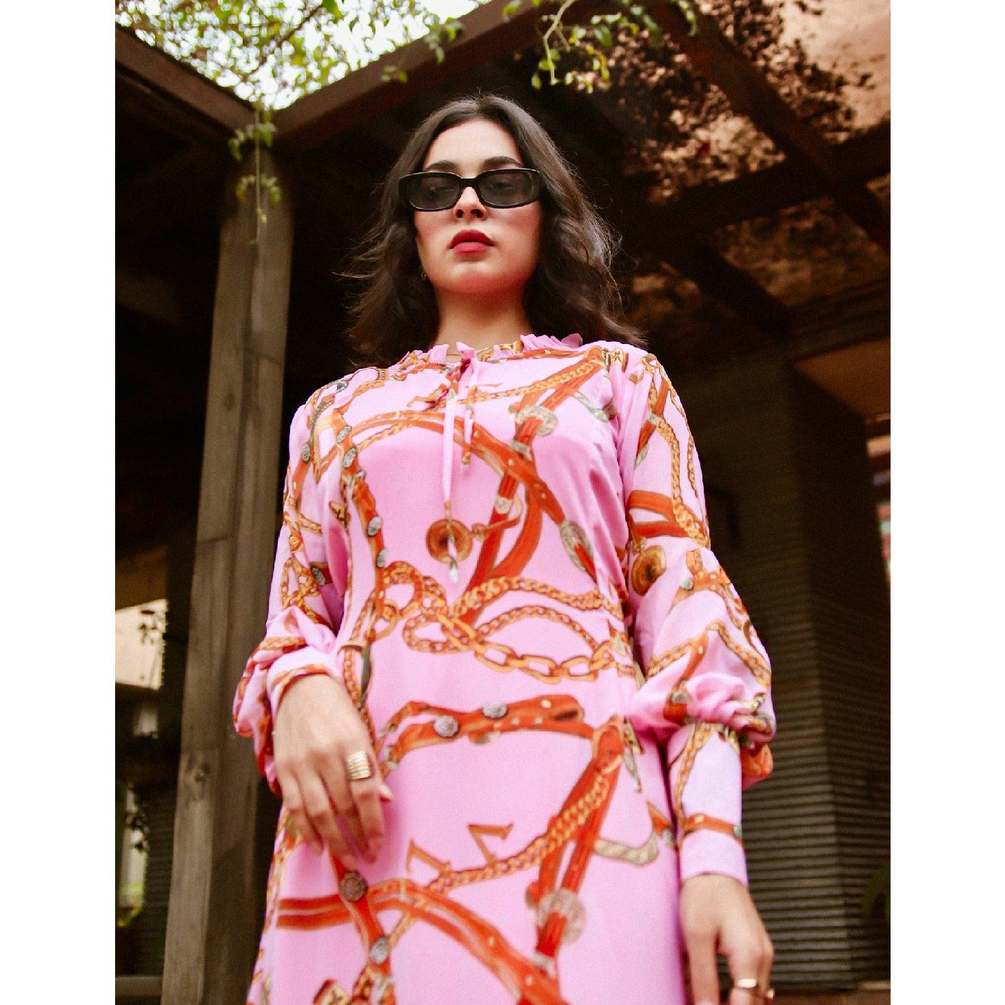 Charm-Floral Chiffon Dress