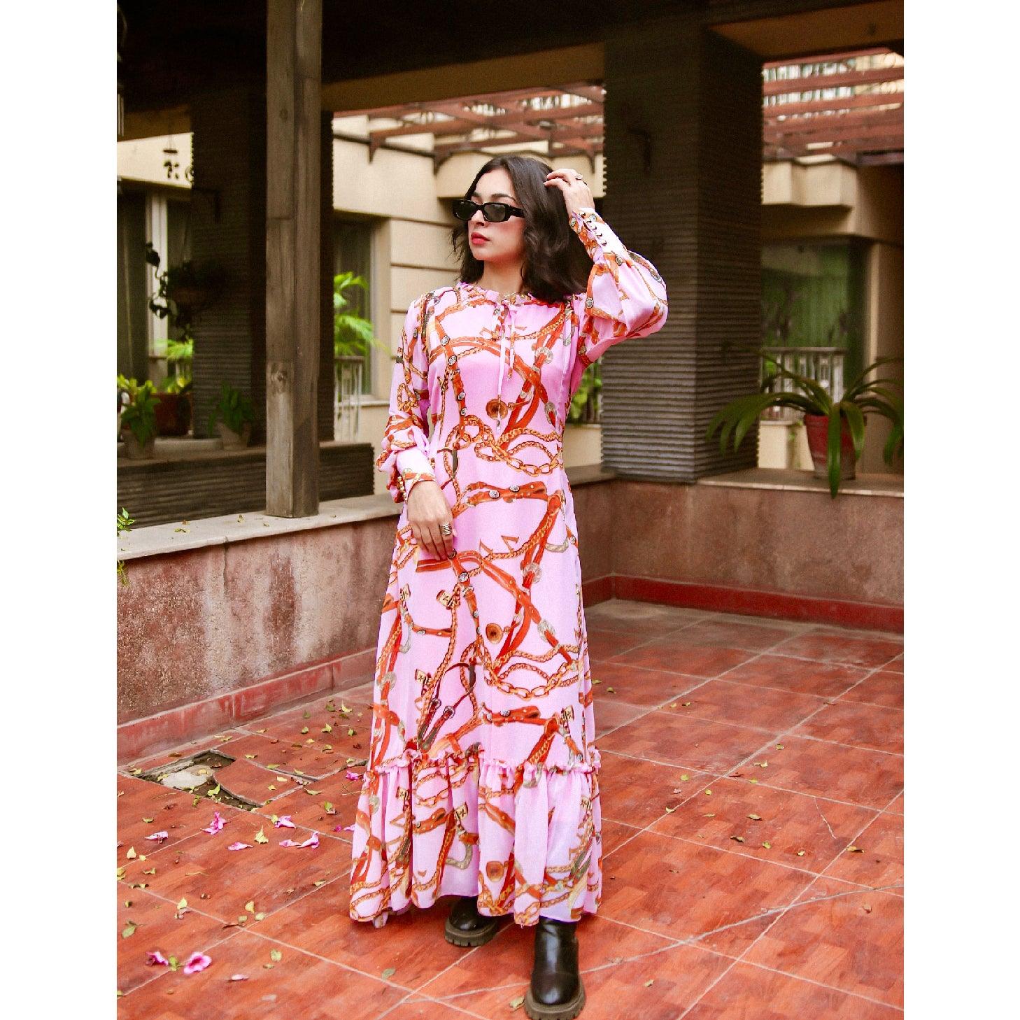 Charm-Floral Chiffon Dress