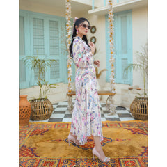 Spring-Floral Chiffon Dress