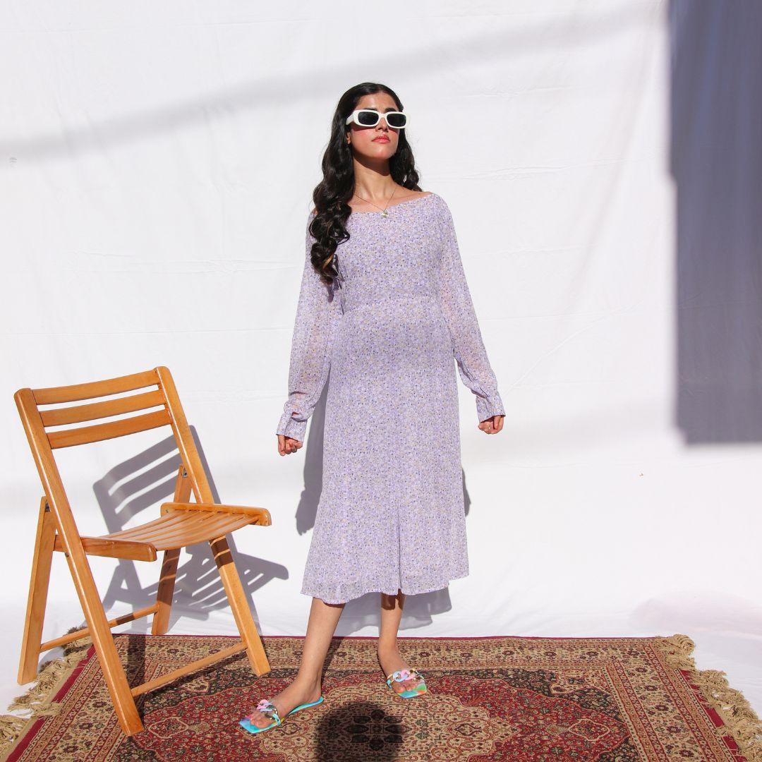 Isla-Lavender Chiffon Dress